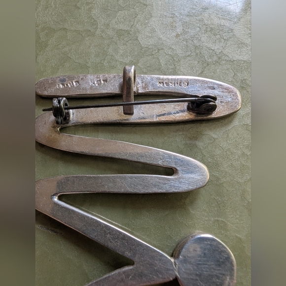 Sterling Silver Pin Necklace Charm Black Onyx - Picture 3 of 4